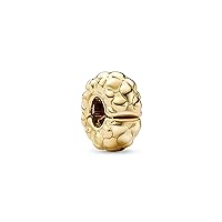 PANDORA Moments Clip Charm with Studs Made of Sterling Silver with 14 Carat Gold-Plated Metal Alloy, Compatible Moments Bracelets, 762716C00, Sterling Silver, No Gemstone