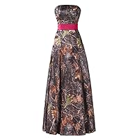 Strapless Long Camo Bridesmaid Dresses Wedding Guest Gowns Pageant