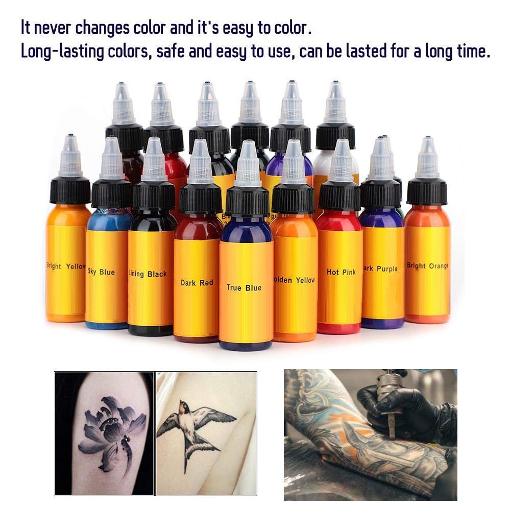 Mua Salmue Tattoo Ink Set, 30ml/Bottle 16 Colors Tattoo Makeup Ink Pigment  Professional Beauty Body Art Inks, No Irritation Tattoo Ink, Color Evenly  Long Lasting Vibrant and Bright (Tattoo Ink Set) trên