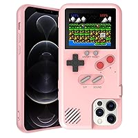 Gameboy Case for iPhone, Retro 3D Phone Case Game Console with 36 Classic Game, Color Display Shockproof Video Game Phone Case for iPhone Pink