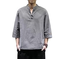 Linen Short Sleeve T-Shirt Men's Summer Top Chinese Style Men's Clothing