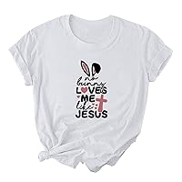 T Shirt for Women Happy Easter Shirts Funny Bunny Easter Tshirt Summer Christian Holiday Short Sleeve Tee Tops