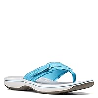 Clarks Women's Breeze Sea Flip-Flop, Aqua Synthetic, 6