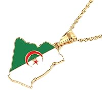 Country Algeria Map Flag Necklace Pendant Gold Color Trendy Jewelry Maps of Algeria Ethnic Gifts