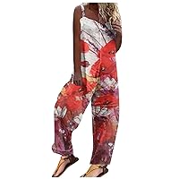 Women's Rompers Summer Fashion Sweet Loose Casual Print Retro Strappy Jumpsuit Overall