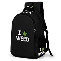 I Love Weed Backpack Double Deck Laptop Bag Casual Travel Daypack for Men Women