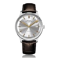Rotary Men's Avengers | Brown Leather Strap | Silver Dial | GS05400/06, Silver, GS05400-06