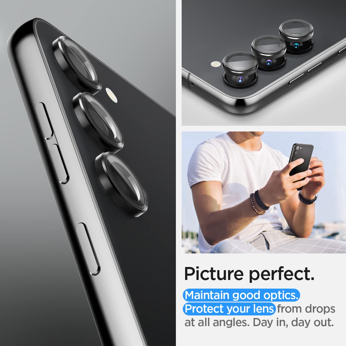 Spigen Camera Lens Screen Protector [Glas.tR EZ Fit Optik Pro] Designed for Galaxy S23 / Galaxy S23 Plus [2 Pack] - Black