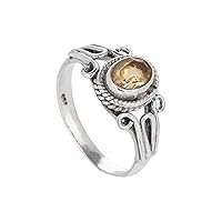 Citrine Ring 925 Sterling Silver For Women Girls, Victorian Style Solitaire Jewelry