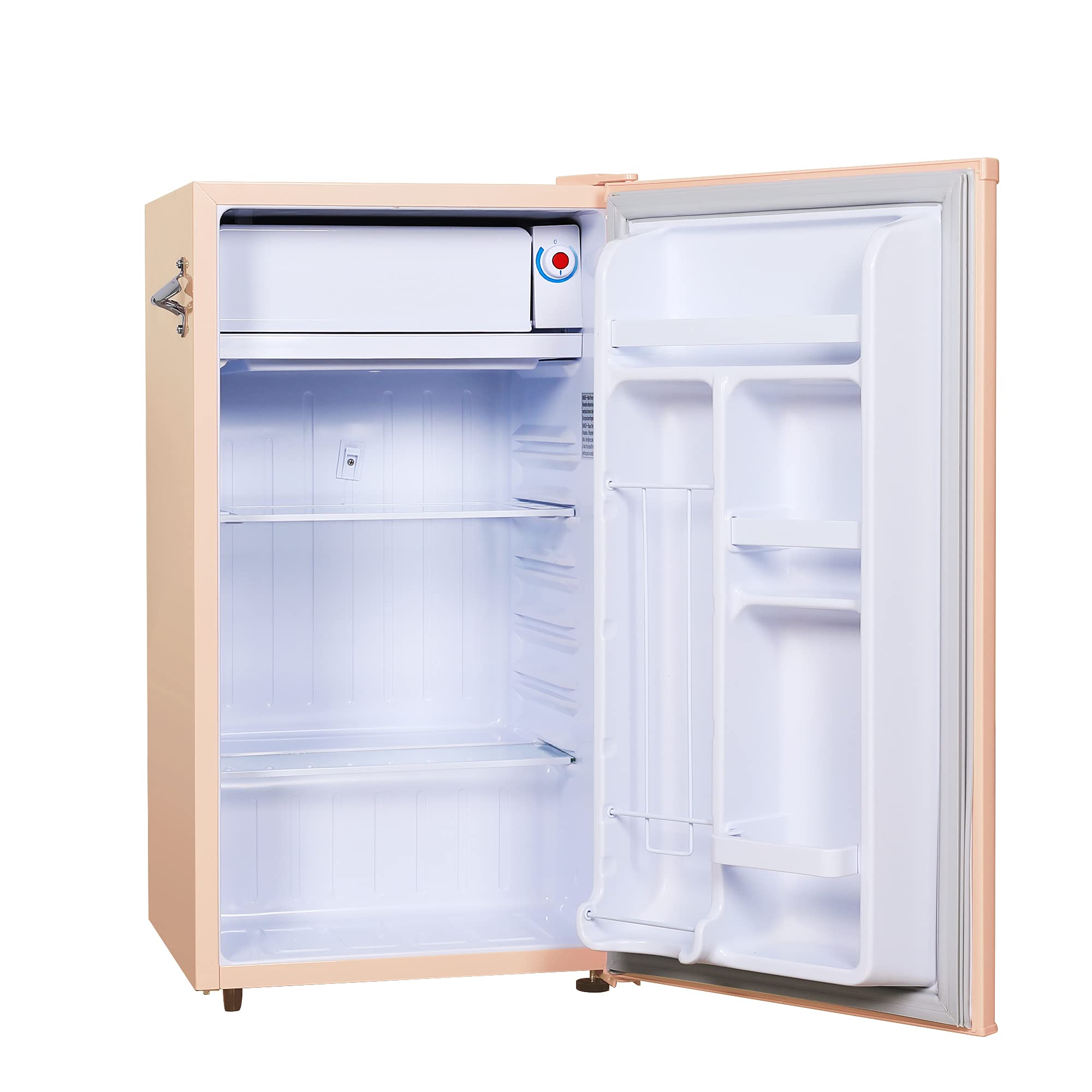 Frigidaire EFR376-CORAL Retro Bar Fridge Refrigerator with Side Bottle Opener, 3.2 cu. Ft, Coral