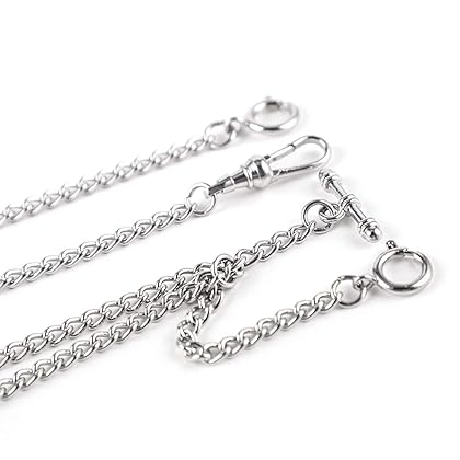 ManChDa Pocket Watch Double Albert Chain Pocket Watch Chains with T Bar & Lobster Clasps