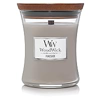 WoodWick Medium Hourglass Candle, Fireside Scent, Premium Soy Blend Wax, Pluswick Innovation Wood Wick, 10oz, Perfect for creating a cozy ambiance