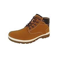 Mens Casual Lace Up Ankle Work Boot Shoes, Yellow, US 11.5