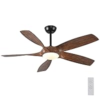 Flush Mount Ceiling Fan with Light, 54-Inch Indoor/Outdoor Ceiling Fan with Remote Control,6 Speeds 5 Blades,Timing Setting 1-8H,Ceiling Fan for Bedroom, Patio, Porch, Farmhouses