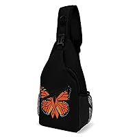 MS Multiple Sclerosis Awareness Butterfly Sling Backpack Crossbody Chest Bag Print Shoulder Bag Travel Daypack for Sports Running Hiking
