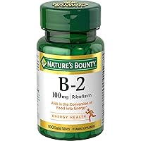 Nature's Bounty Vitamin B2 as Riboflavin Supplement, Aids Metabolism, 100mg, 100 Count