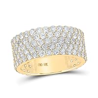 The Diamond Deal 10kt Yellow Gold Mens Round Diamond 5-Row Band Ring 5-3/8 Cttw