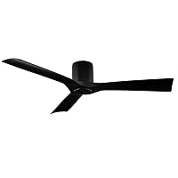 Aviator Indoor and Outdoor 3-Blade Smart Flush Mount Ceiling Fan 54in Matte Black with Wall Control (Light Kit Sold Separately)