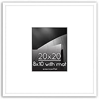 20x20 Picture Frame in White - Use as 8x10 Picture Frame with Mat or 20x20 Frame Without Mat - Thin Border Photo Frame with Plexiglass Cover - Square Picture Frame for Wall Display