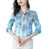Spring Summer Fall Vintage Print Collar Long Sleeve Women Casual Party Vacation Tops Shirts Blouses Workwears