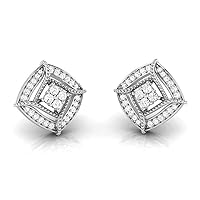 Jewels Gold Plated Silver 0.26 Carat (I-J Color, SI2-I1 Clarity) Round Shape Brilliant Cut Natural Diamond Stud Earrings For Women & Girls