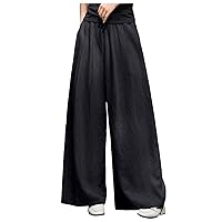 Capri Pants Elastic Waist Slacks for Women Summer Linen Pants Set for Women 2024