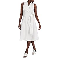 Alfani Womens Wrap Midi Dress Bright White M