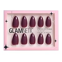 Glamnetic Press On Nails - Merlot, Cherry Glaze & Red Affair Short Almond 15 Sizes - 30 Nail Kit with Glue