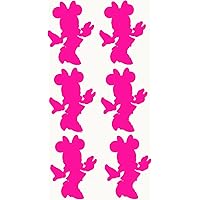 Pack of 6 Cute Minnie Fairy-Tale Sticker Set Pack - Bottle Stickers - Glass Stickers - Children's Room - Mouse Decor (Medium, Pink)
