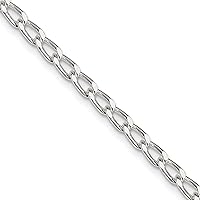 Sterling Silver Rhodium Plated 3.2mm Open Link Chain Anklet