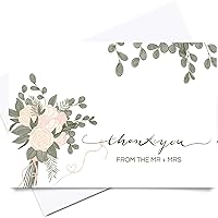 100 Wedding Thank You Cards from the New Mr and Mrs | 4x6 Bulk Thank You Cards with Envelopes | Wedding Shower Beyond Grateful Thank You Notes for Wedding, Bridal Shower and Baby Shower - Eucalyptus