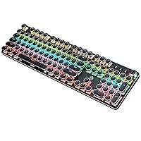 K820 Retro Steampunk Gaming Mechanical Keyboard-Blue Switch-RGB LED Backlit Illuminated Keyboard,USB Wired,Typewriter-Style,Plating 104 Key Round Keycaps,for Game and Office,for Laptop Desktop (Black)
