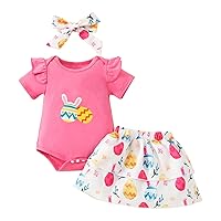 Baby Easter Short Sleeve Hoodie Set Colored Eggs Letter Prints Infant Set Girl