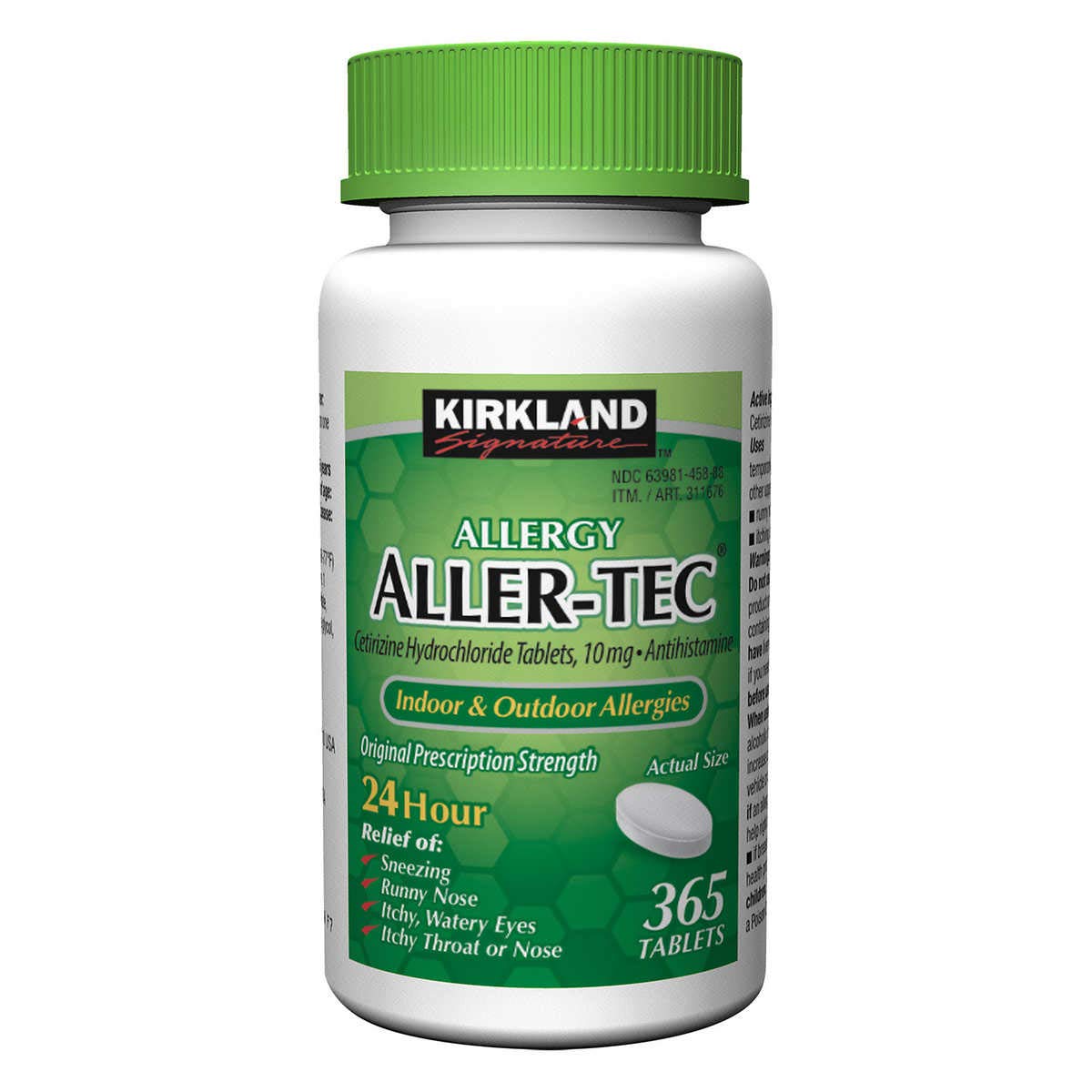 Kirkland Signature Aller-Tec Cetirizine HCL 10 mg/Antihistamine Tablets - 365 Tablets per Bottle