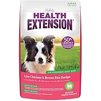 Health Extension Weight Control Dry Dog Food, Natural Food for Overweight Adult Dogs with Added Vitamins & Mineral, Lite Chicken & Brown Rice Recipe (15 lbs / 6.8 kg)