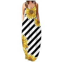 Dress for Women for Summer Size Women O-Neck Long Pullover Plus Summer Sleeveless Flower Print Casual Dressed for