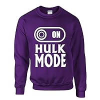 Bing Bada Tees Hulk Mode On Gym Funny Novelty Men's Crewneck Sweatshirt Purple XX-LARGE