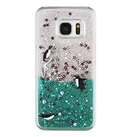 Galaxy S10 Case,Colored Drawing Polar Bear Dolphin Penguin Print Floating Bling Glitter Sparkle Moving Stars Liquid Case for Samsung Galaxy S10(Penguin)