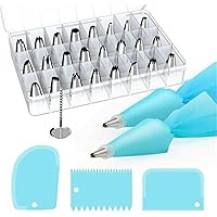 32 PCS Pastry Bags and Tips Set, 32 PCS Cake Decorating Kit，DIY Cake Decorating Tools Icing Decoration Kit Piping Nozzle+Pastry Bags