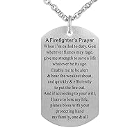 Firefighter Prayer Fire Rescue Brushed Steel Dog Tag Pendant Necklace Gift Jewelry