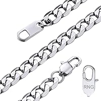 GOLDCHIC JEWELRY Flat Cuban Chain Necklace 4mm/6mm/9mm, 316L Stainless Steel Curb Link Chains for Men Women, Hip Hop Jewelry 36, 46, 51, 55, 61, 66, 71, 76 cm