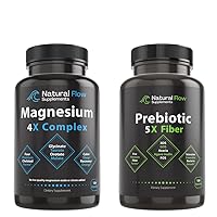 Natural Flow 4X Magnesium Complex & Prebiotic Fiber Supplement 5-in-1 Capsules Bundle