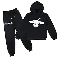 Unisex Kids Cinnamoroll Graphic Hooded Sweatshirt+Soft Pants Set,Casual Kids Clothing Outfits for Daily Wear