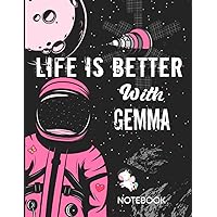 Life is Better With Gemma Notebook: Astronaut Notebook Birthday Gift For Girls and Women With Personalized Name With Awesome Space Cover Design, 8.5x11 in ,110 Lined Pages.