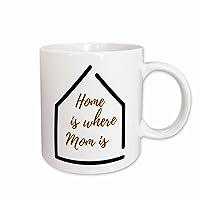 3dRose Mary Aikeen- Mothers Day - Text of Home is Where Mom Is - Mugs (mug-385023-1)