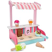 New Classic Toys Wooden Pretend Play Toy for Kids Ice Cream Shop Cooking Simulation Educational Toys and Color Perception Toy for Preschool Age Toddlers Boys Girls , Pink