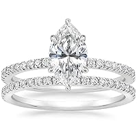 Marquise Cut Moissanite Solitaire Engagement Rings, 2.00 CT, 10K White Gold