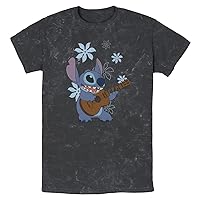 Disney Lilo & Stitch Flowers Background Men's Wash T-Shirt