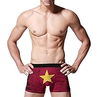 Vintage Vietnamese Flag Men's Boxer Briefs Breathable Short Underwear Print Covered Waistband Trunk