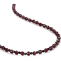 Kashish Gems & Jewels Beaded Garnet & Black Spinel Necklace/Black Spinal Beads Necklace/Garnet Beads/January Birthstone Garnet Stone Dainty Necklace Gift for Her